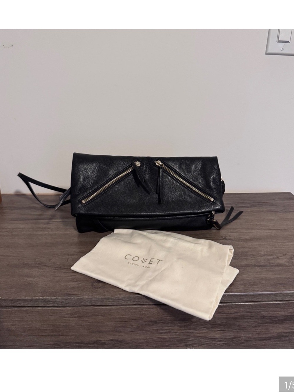 Stella & Dot Black Leather Covet Crossbody